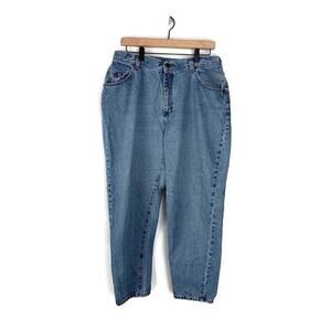 Vintage Lee High-Waisted Mom Jeans 16 Petite Relaxed Fit Tapered Leg Blue Denim